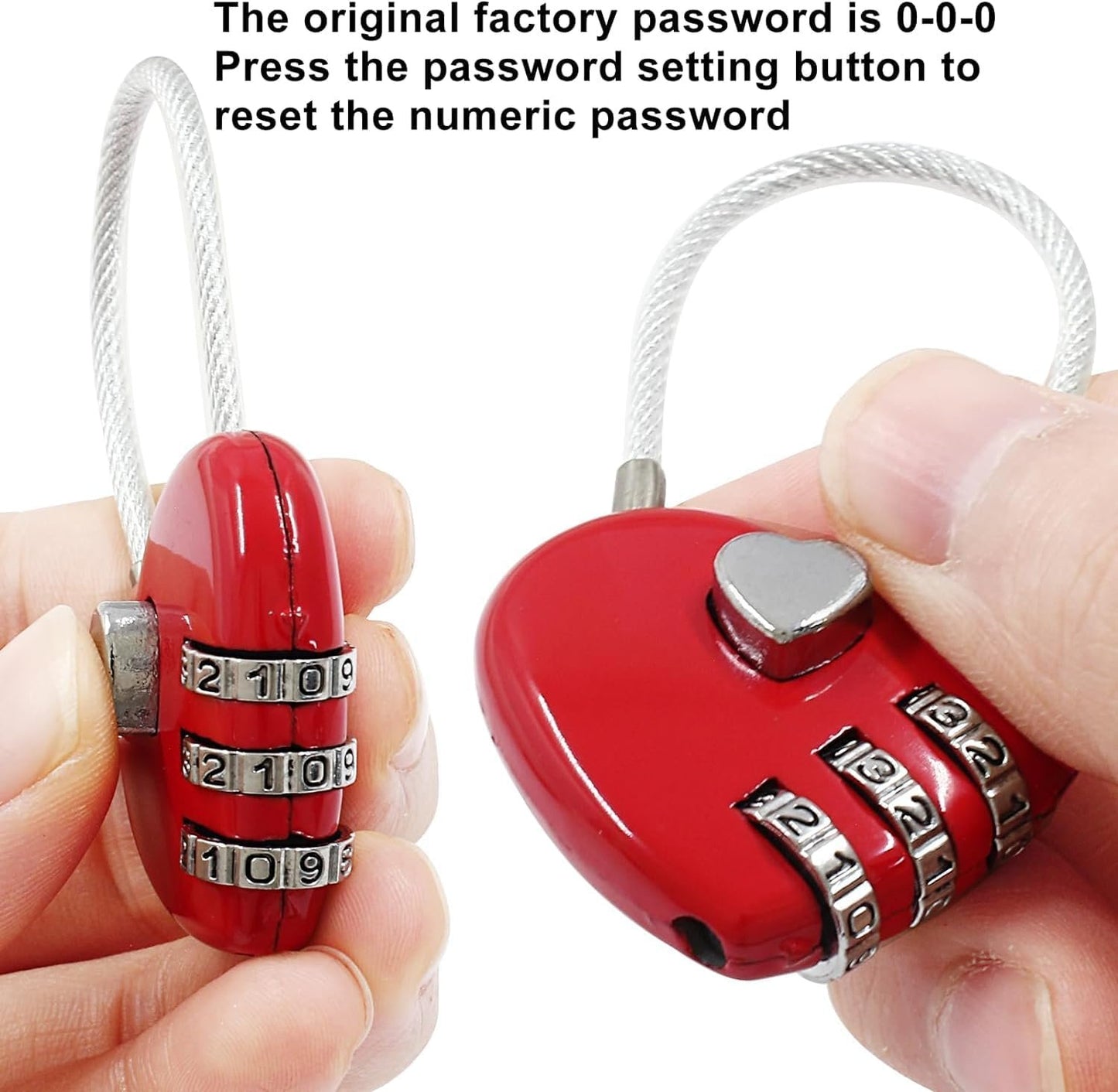 4 Pcs Mini Heart Code Lock,3 Digit Combination Padlock Mini Love Heart Lock for Luggage, Backpack, Jewelry Box, Hall Locker