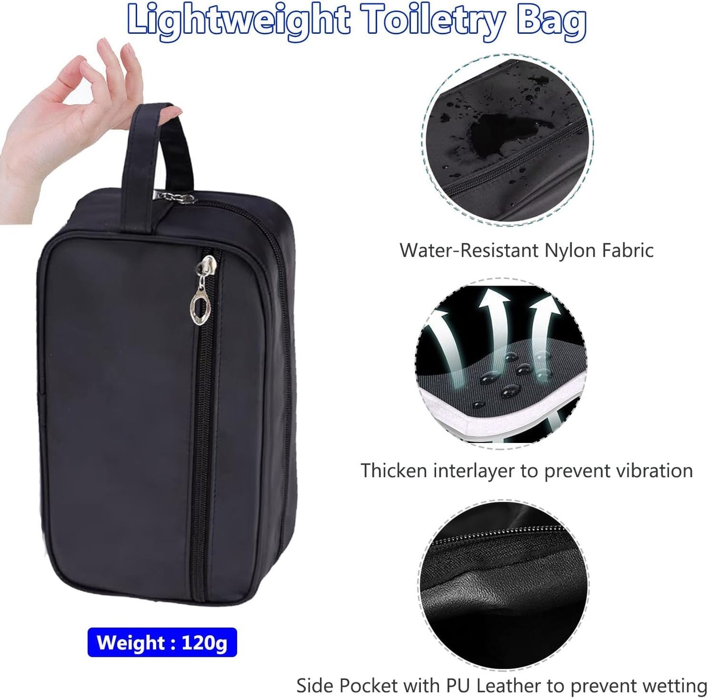 Toiletry Bag for Men, Veyarien Portable Travel Wash Bags, Water-Resistant Shaving Bag Gym Shower Bathroom Bag Dopp Kit Make Up Bag Toiletries Accessories Organizer (Navy Blue)