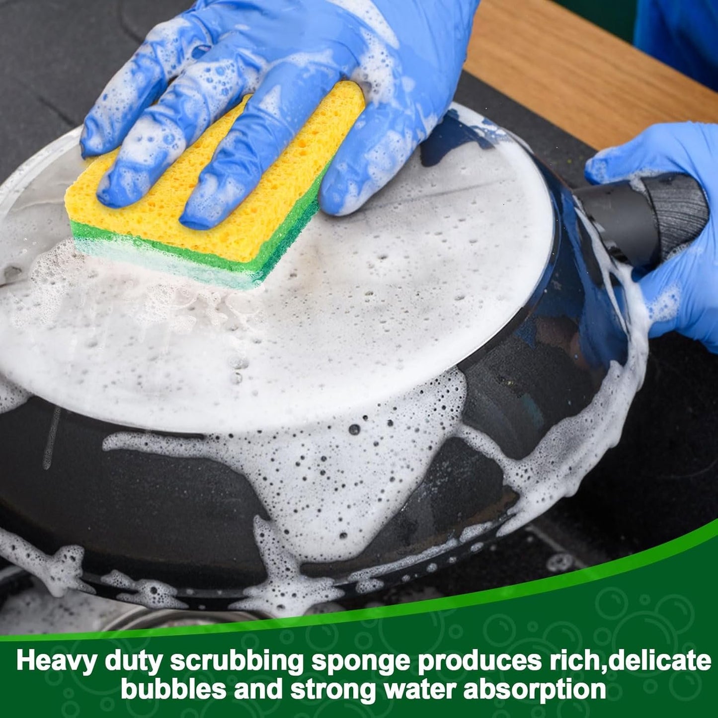 Anmoro Heavy Duty Scrub Sponge,24 Pack Kitchen Sponge,Odor Resistant Sponge,Microfiber,Best for Cleaning Tableware Pot