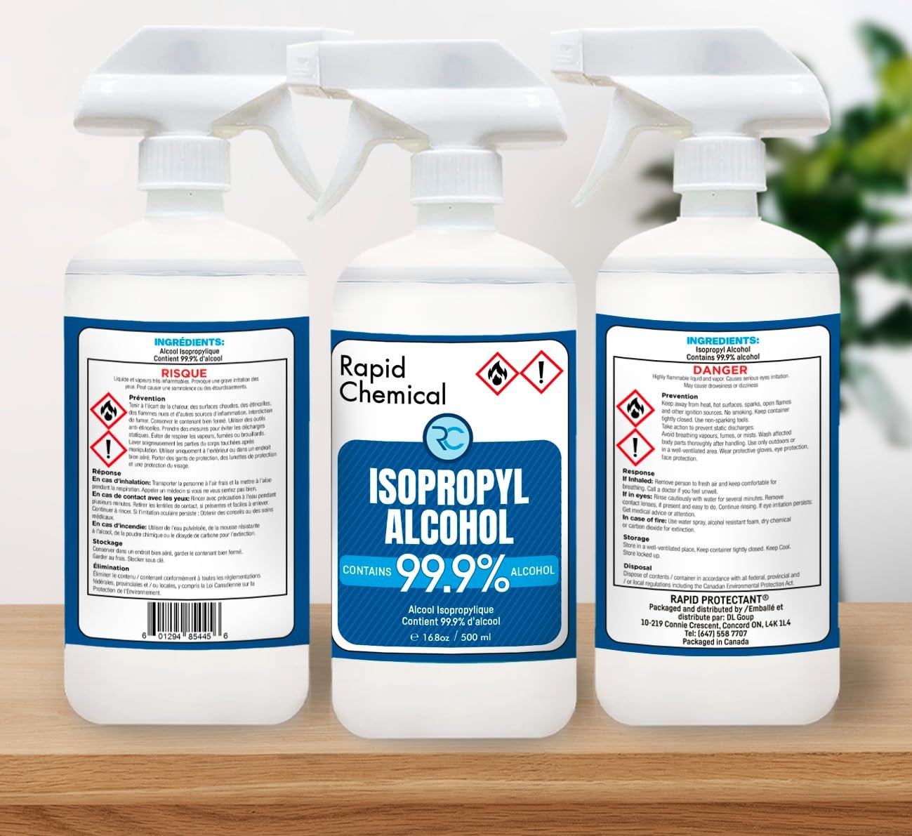 Isopropyl Alcohol Spray 99.9% - Rubbing Alcohol 99 Percent - 500ml - USP Grade - Made in Canada by Rapid Protectant (1 Bottle, 500ml)