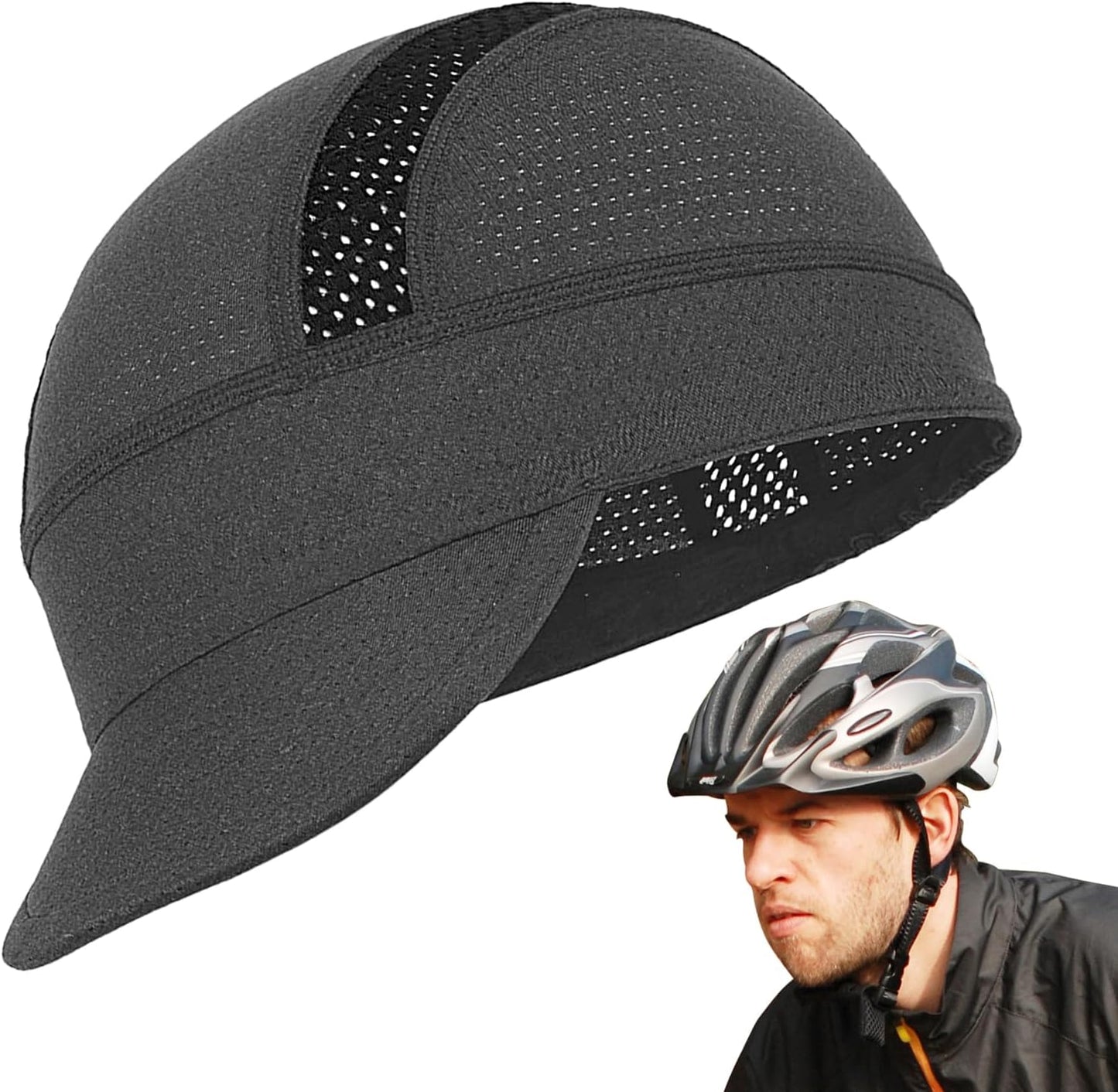 Bike Hat, Hard cap Liner, Mesh Headwear, Sun Visor Helmet, Breathable Protective Gear for Cycling Workout Skiing Fishing Construction Camping Football Hiking, 5.12x2.36 Inches