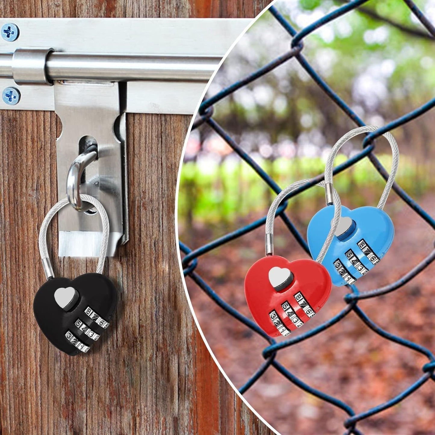 4 Pcs Mini Heart Code Lock,3 Digit Combination Padlock Mini Love Heart Lock for Luggage, Backpack, Jewelry Box, Hall Locker