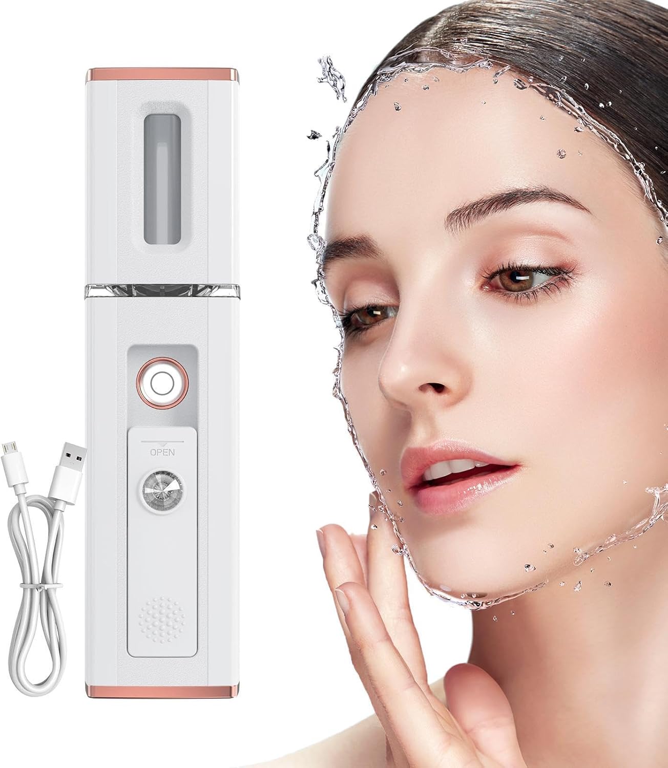 Rechargeable Electric Face Mister For Women - Fine Water Mist Face Spray Humidify for Deep Skin Hydration, Perfect For Travel, Study, And Everyday Use Portable Face Spray Mister With Ricaricab