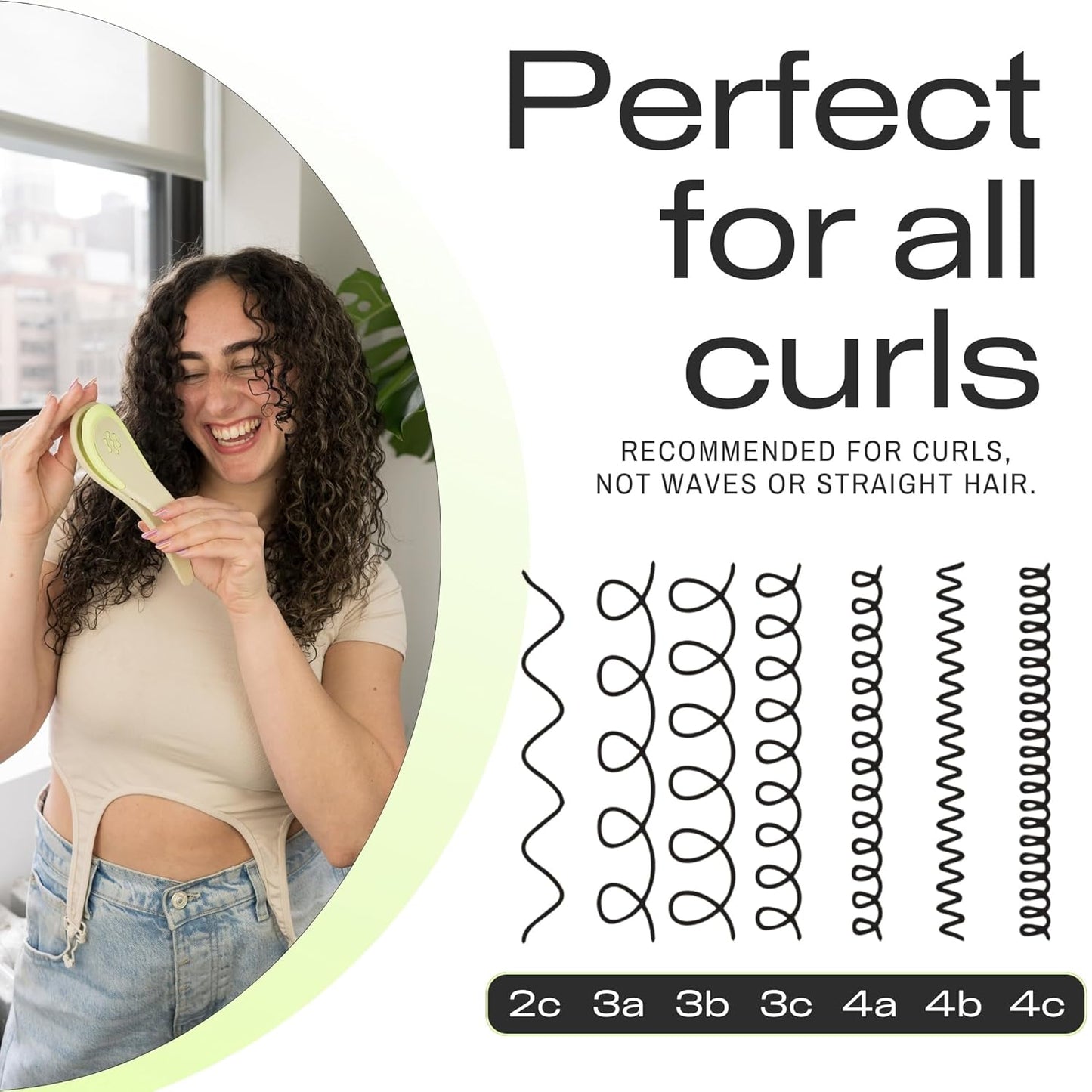 Curl Definer - Curl Defining Styling Brush for Adults And Kids, Heatless Wet Styling Curly Hair, Gentle, Reduces Breakage, Magnetic Wall Mount Dock Included
