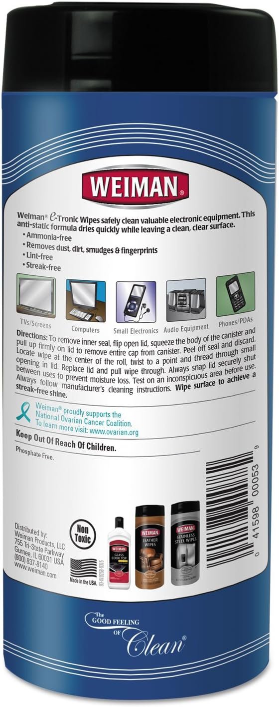 WEIMAN 30 Pack TV and Computer Electronic Wipes Comes with 3 Edged Microfibre Cloths