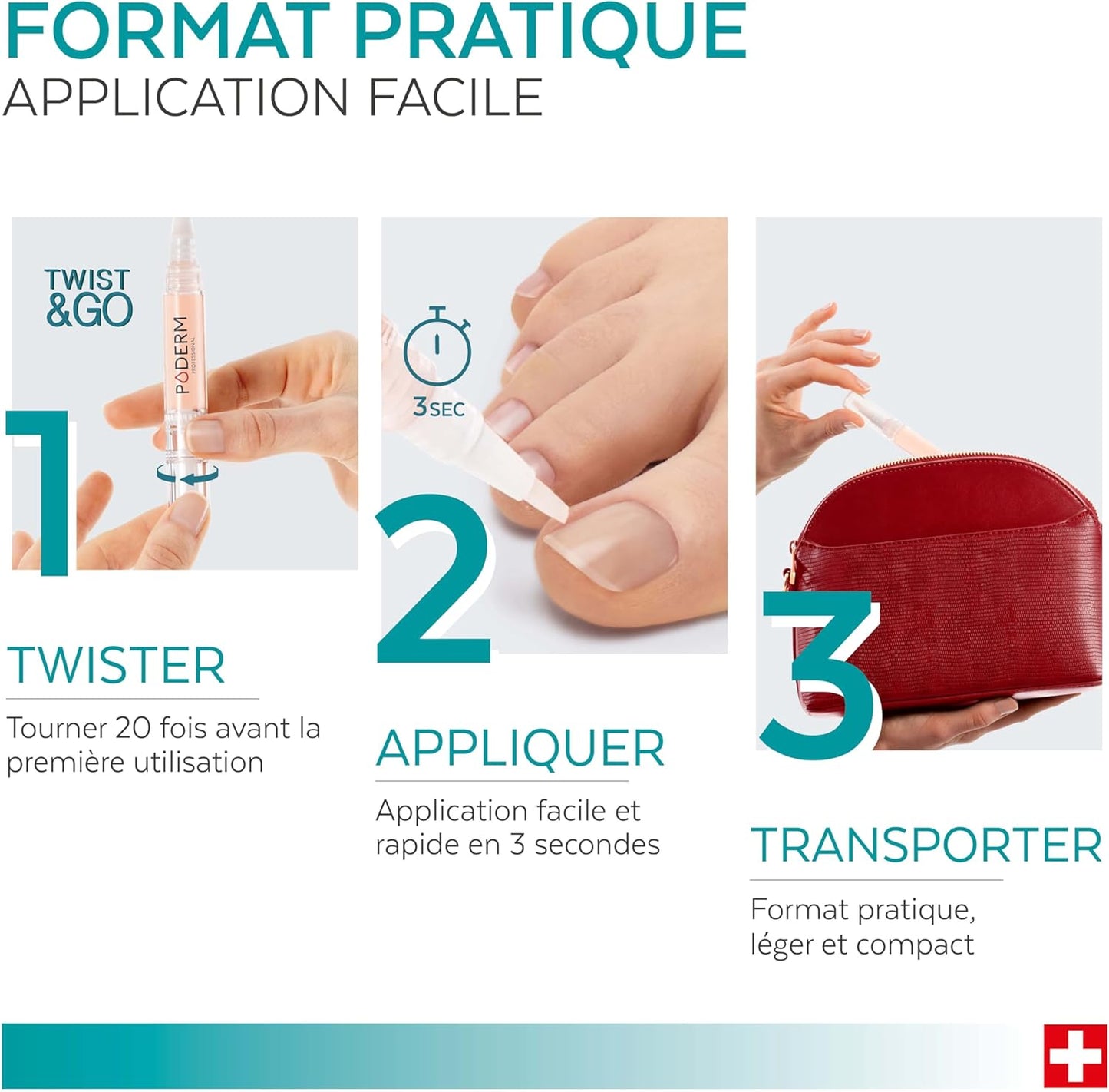 Poderm Nail Mycosis Treatment Serum Pen - Developed by a Podiatrist - Made in Switzerland - Supplend Pen for Hand and Foot Nail Care - Infection Treatment