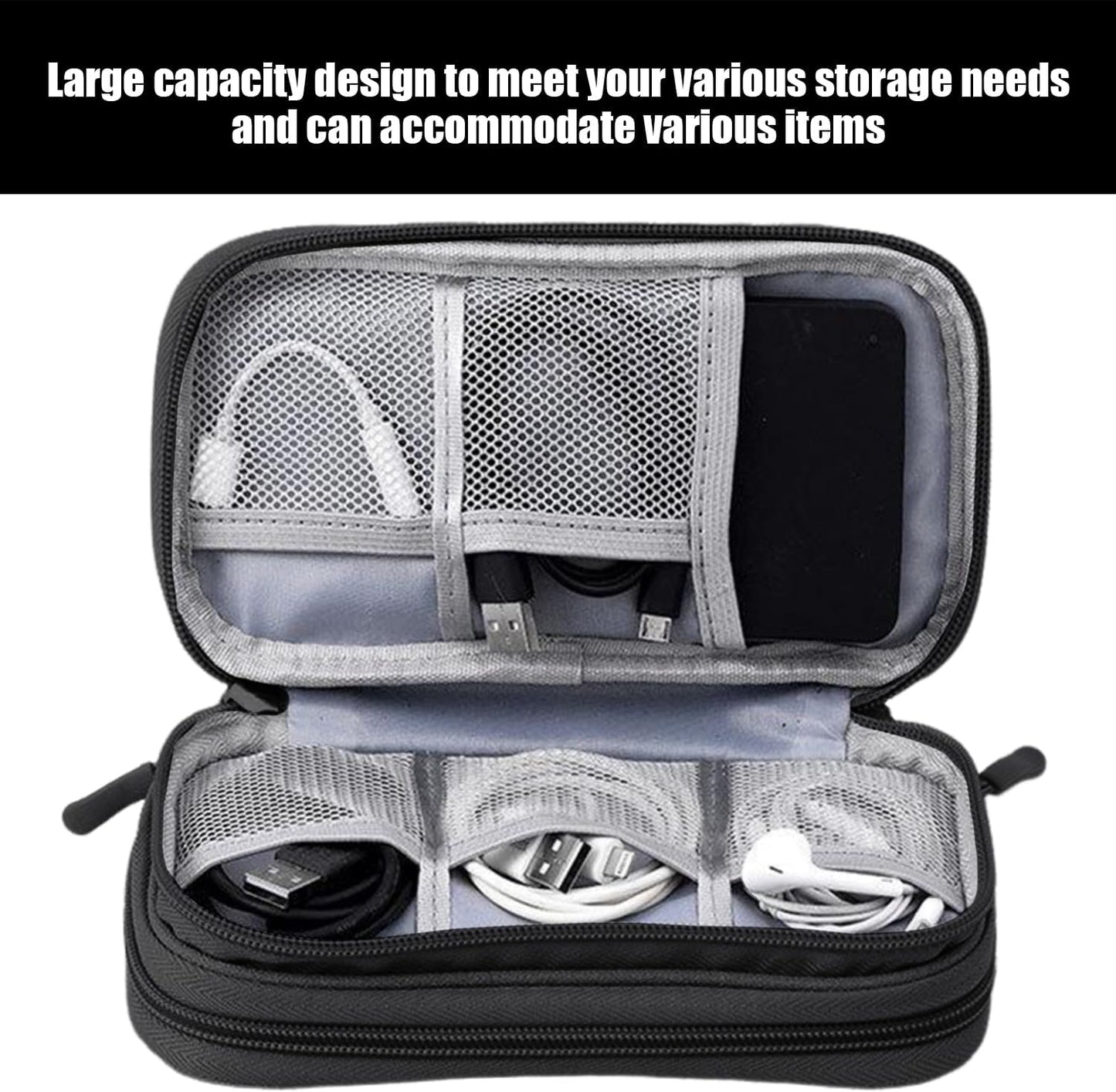 2pcs Digital Accessories Case, Double and Single Layer Waterproof Travel Bag Electronics Accessories Travel Accessories Case G