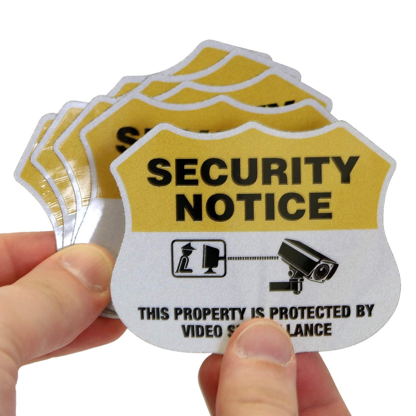 SmartSign “Protected by Video Surveillance” Security Notice Decal Set | Five Pack of 2.75"x3.25" EG Reflective Adhesive Labels, Made in USA