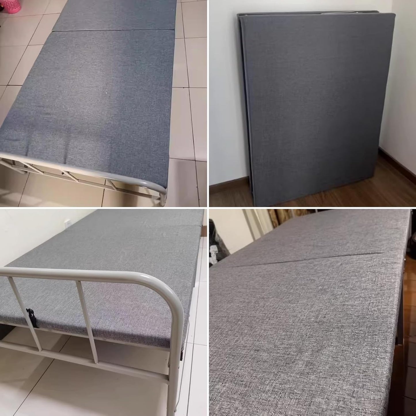 Folding Single Bed with Mattress, Sturdy Load Capacity Thickened Feet to Save Space, Multiple Size Guest Bed, for Home (150 x 200 cm)