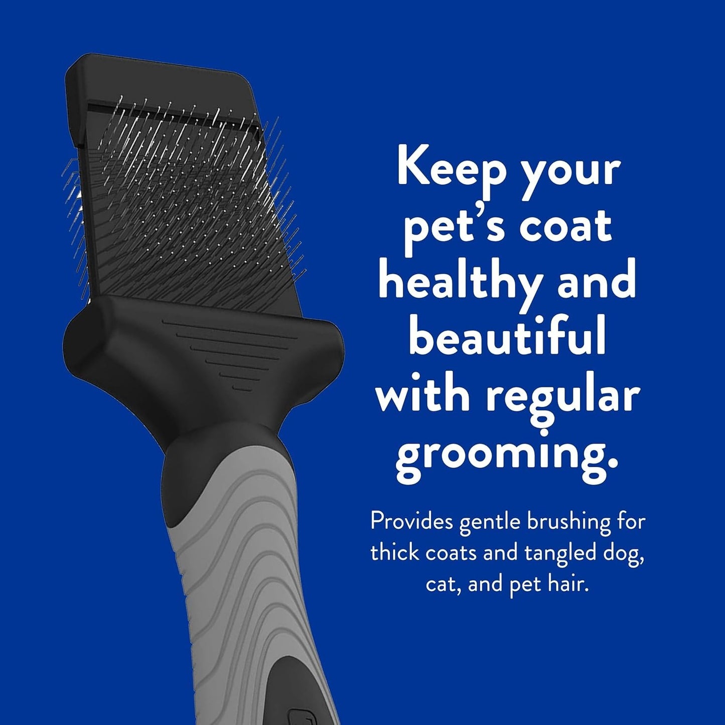 WAHL Professional Animal Double-Sided Flex Slicker Brush for Dogs & Cats (#858478) - Durable Pin Brush for Long-Haired Breeds like Bichon Frises & Collies - Ergonomic Black & Gray Grooming Tool