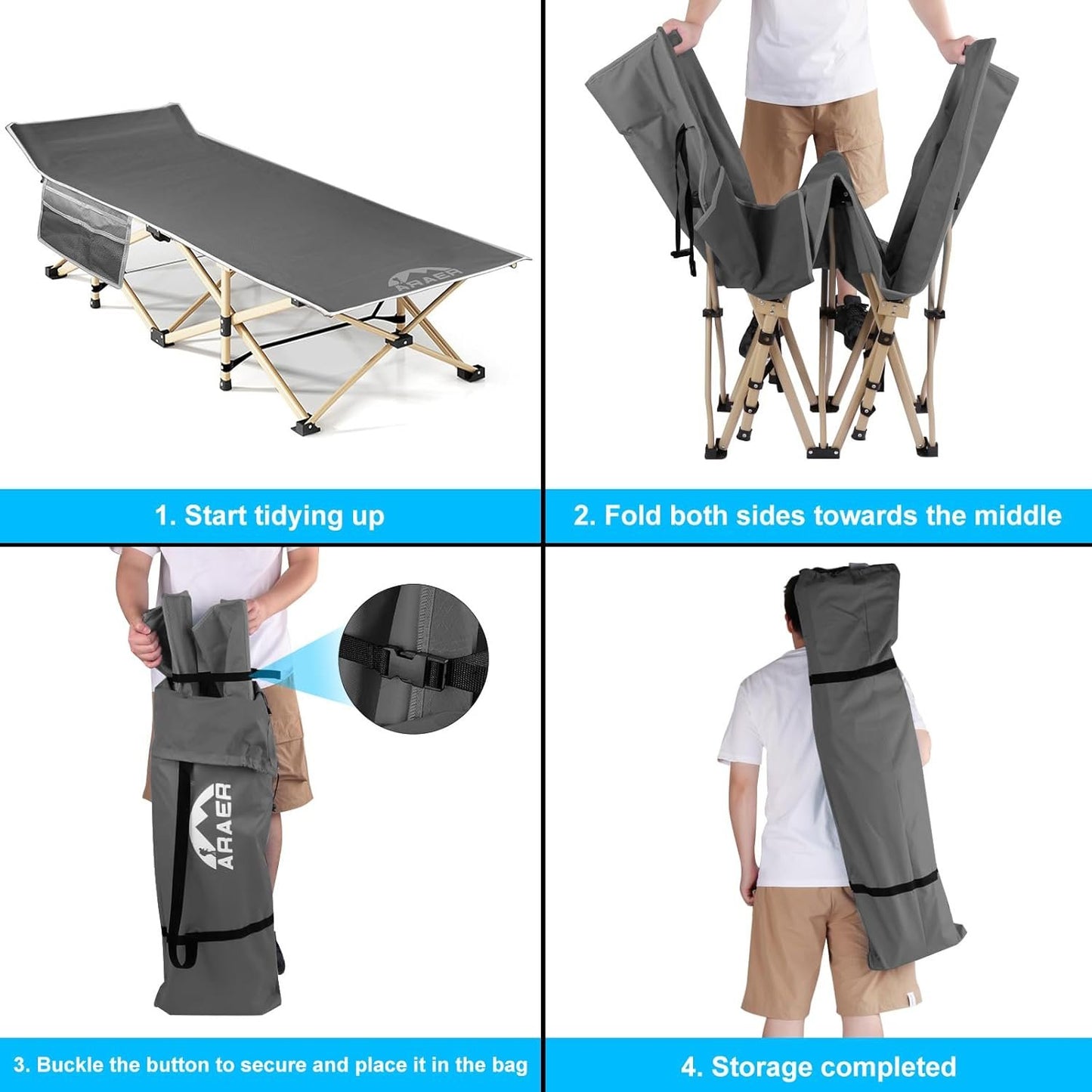 Camping Cot, 450LBS(Max Load), Portable Folding Outdoor Bed with Carry Bag for Adults Kids, Heavy Duty Cot for Traveling Gear Supplier, Office Nap, Beach Vocation and Home Lounging