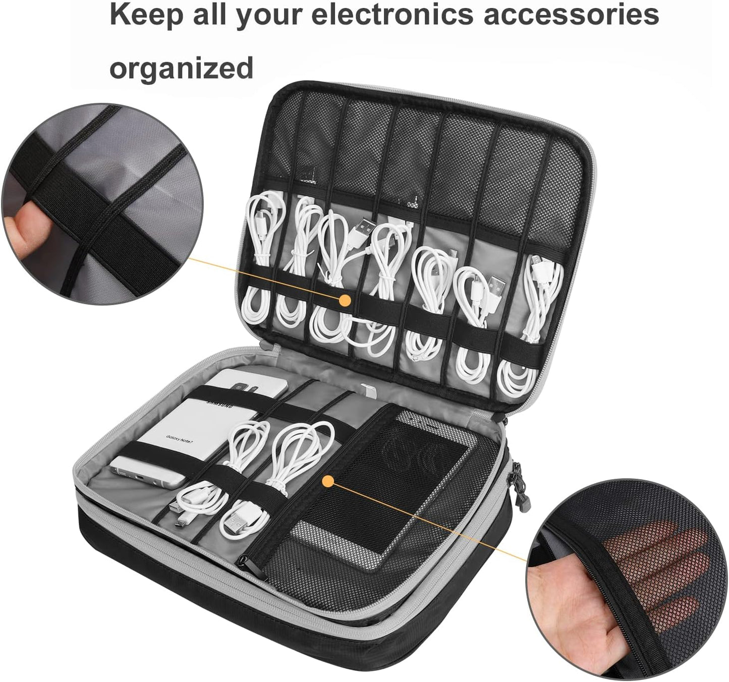 Gocokia Double Layer Large Capacity Electronic Travel Accessories Organizer Bag