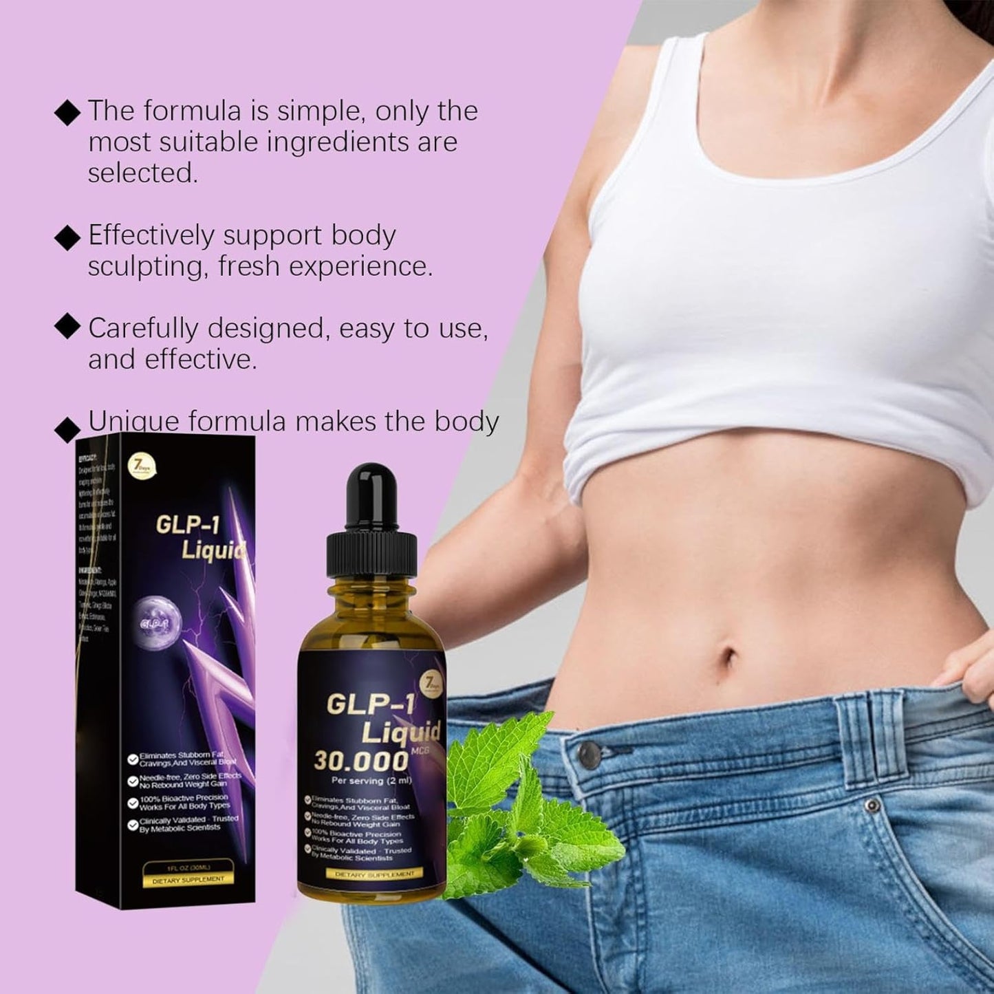 GLP-1 Liquid Drops Advanced Supplement Liquid,Natural Advanced Liquids Drops Body Care Liquid Drop Maximum Strength Overall Wellness Drops Firming Skin Liquids Relief Relaxation Daily Energy Drop (2)
