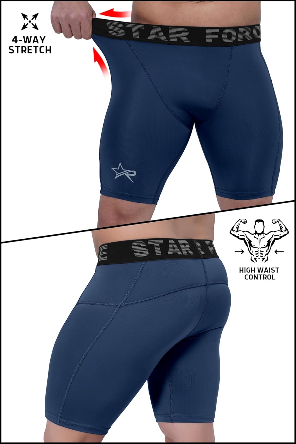 Starforce Apparel Men’s Compression Shorts - Quick Dry Athletic Workout Running Shorts, Moisture Wicking Spandex Tights, Anti-Chafing Gym Underwear for Sports & Training