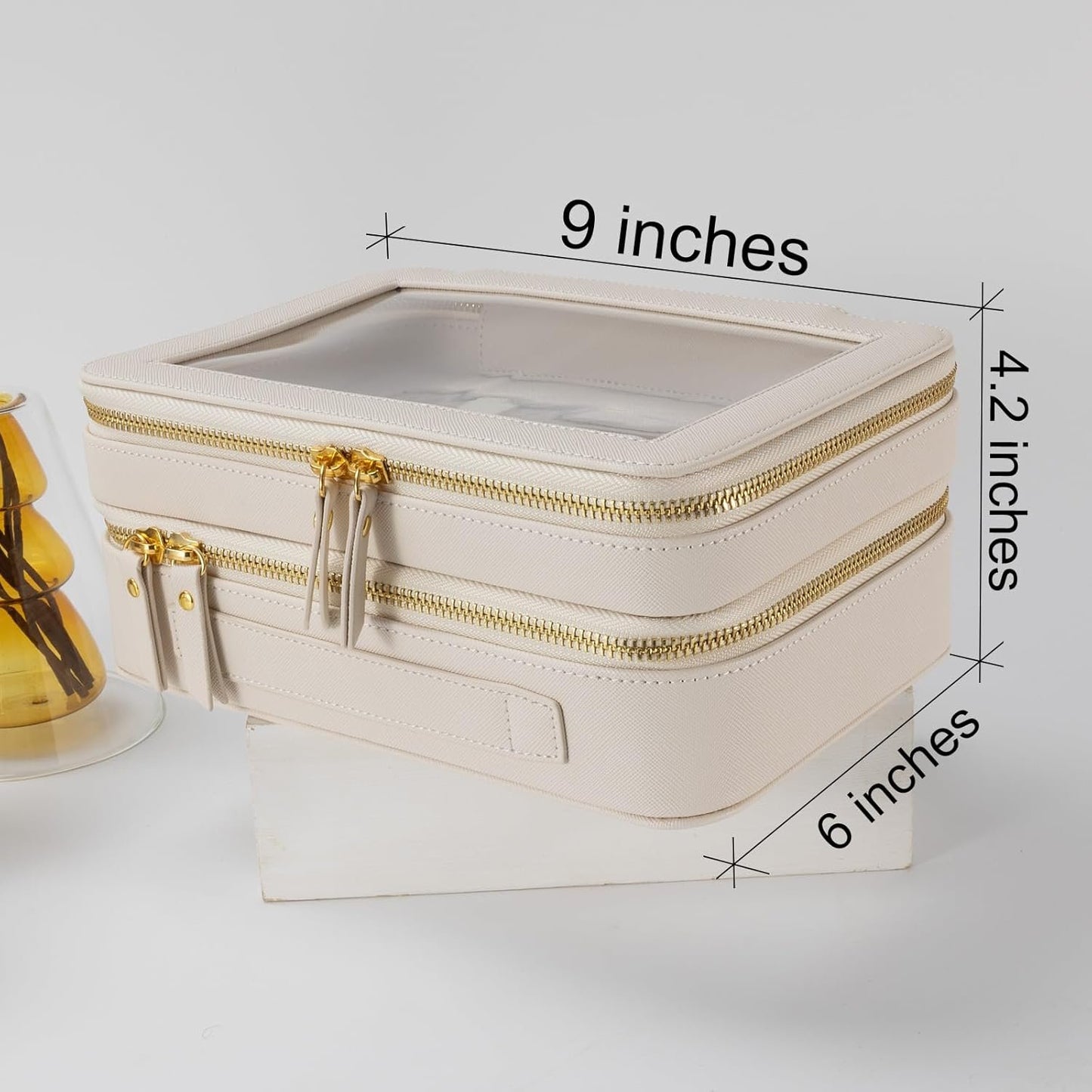 SANHECUN Clear Travel Toiletry bag Toiletry Case Carry on Travel Accessories Bag Makeup Bag, White, SHC-TL-2, Cosmetic Bag