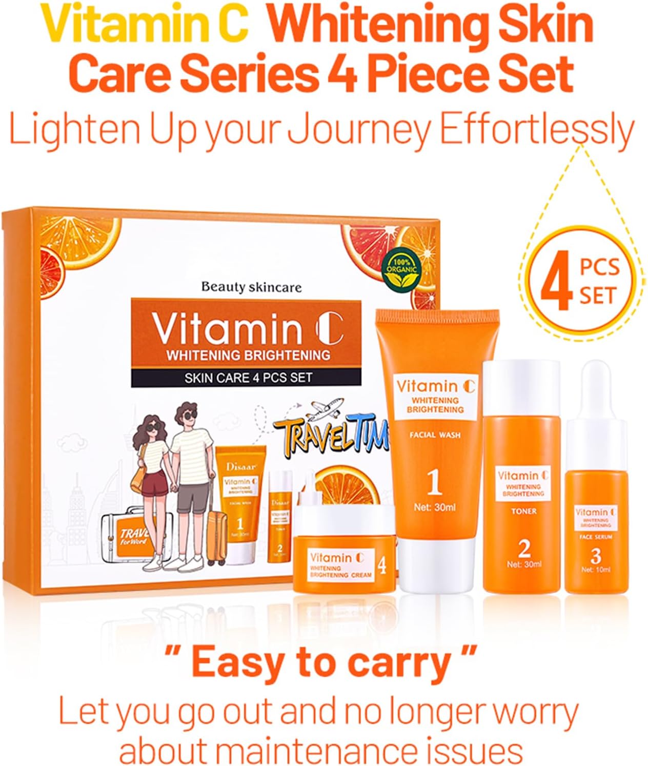 Skin Care Face Kit, Women's Gift Box for Cleansing and Moisturizing with Vitamin C Face Cream, Skincare Anti-Ageing Hydration Intens Lightens Pigment Spots Suitable for All Skin Types