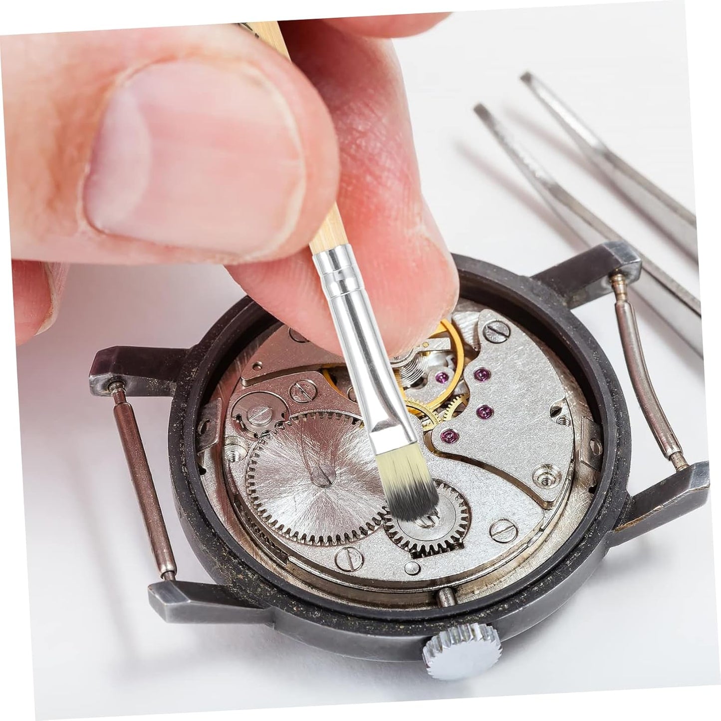 Luxshiny 2Pcs Watch Cleaning Brush Parts Cleaning Tools for Watch Repair Soft Brushes with Comfortable Handle Essential Supplies for Watchmakers and Repair