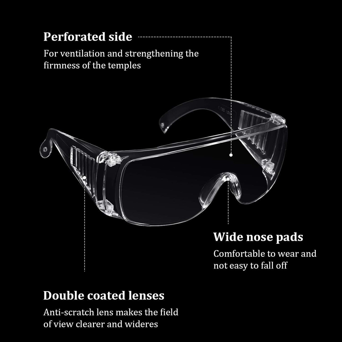 6 Pairs Clear Safety Glasses Over Eyeglasses Goggles Clear Glasses Anti- Fog/ Scratch Eye Protection Polycarbonate Protective Eyewear Safety Goggles For Shooting, Lab, Outdoor, Workplaces