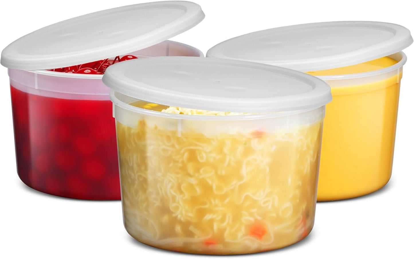 64 oz Food Storage Containers with Lids Pack of 6, Half Gallon Round Plastic Deli Container with Leak-Proof Lid, BPA-Free, Freezer, Dishwasher & Microwave Safe