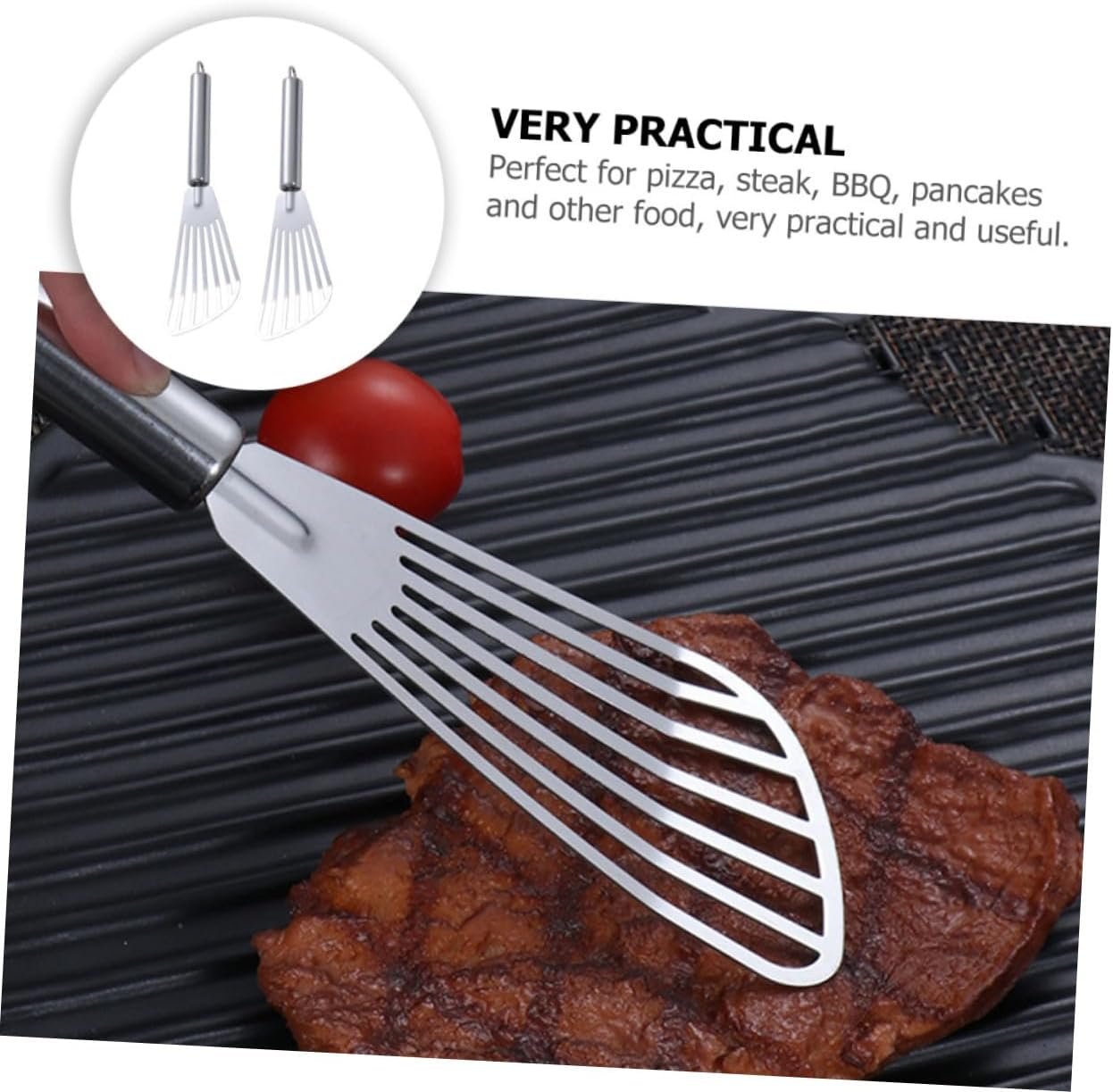 DONFAMDS 3 Pezzi spatola per friggere griglia cucinando Utensili da Cucina Funzionale Set Cucina Gadget Cucina friggere Le spatole di Pesce Pale da Bistecca Acciaio Inossidabile Silver