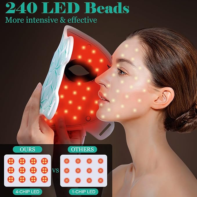 Red Light Therapy for Face, 7+1 Colors LED Face Mask Light Therapy with 850NM Near-infrared, Portable Rechargeable Red Light Therapy Mask Skin Care Device at Home and Travel for Anti-Aging
