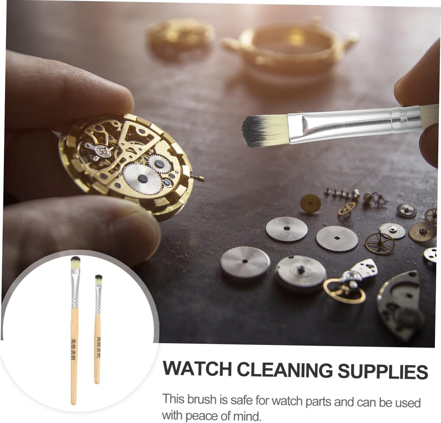 Ciieeo 2Pcs Watch Cleaning Brushes Handle Soft Brush for Watch Movement Part Cleaning Essential Watch Repair Tools Comfortable Grip and Design