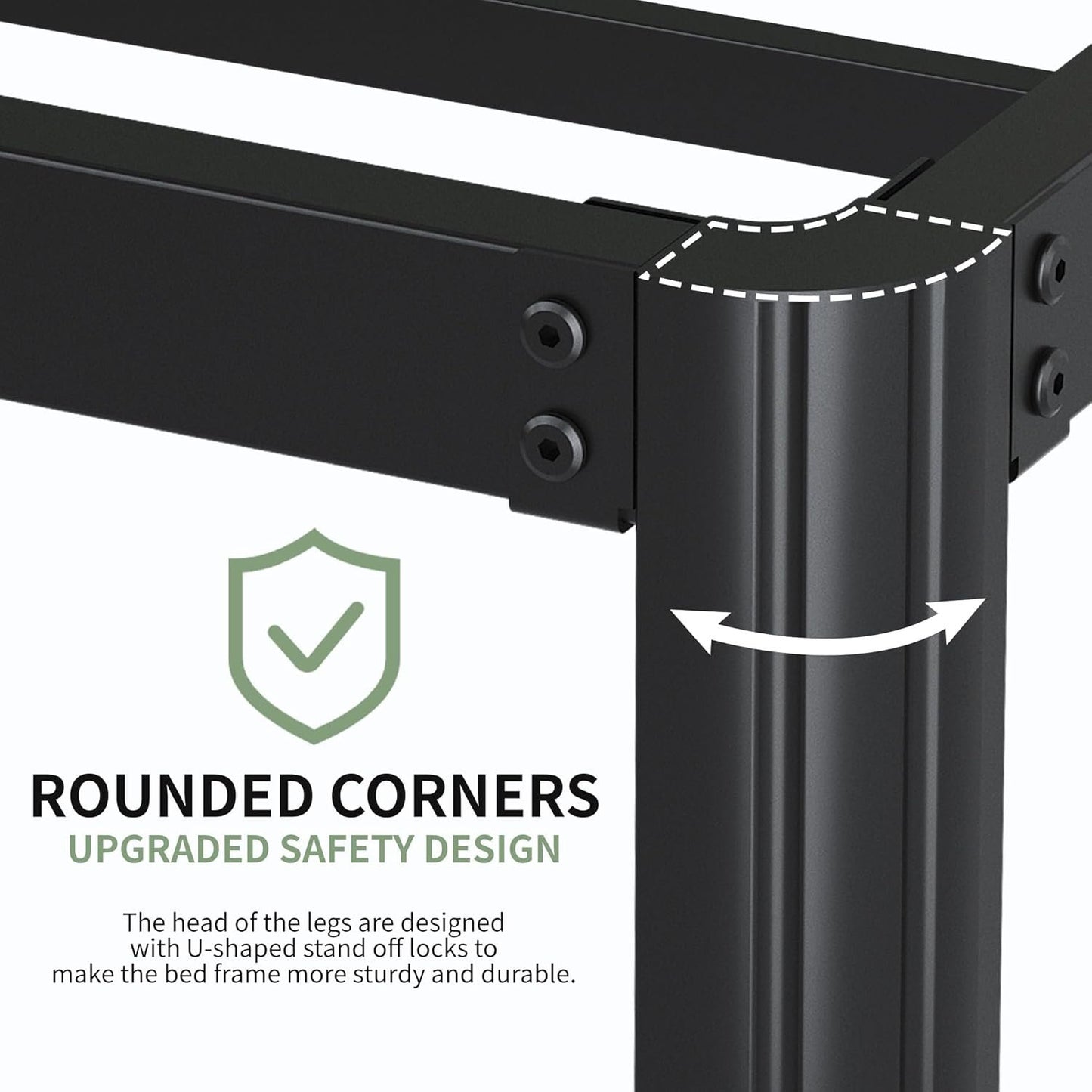 Lutown-Teen 5 Inch Low Full Size Bed Frame with Rounded Corner Legs, 200 LBS Heavy Duty Metal Full Platform Bed Frame No Box Spring Needed, Noise Free, Easy Assembly, Black