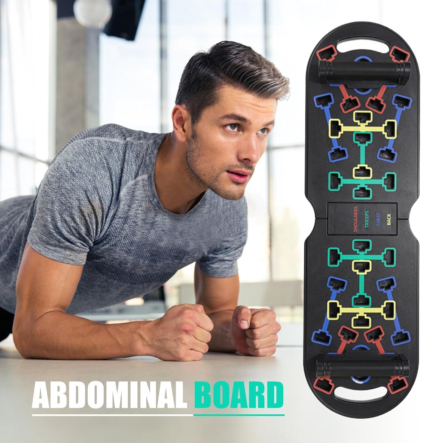 Ungtyb Pushup Board, Strength Training Equipment, Portable Design, Non Slip Handles Multiangle Positions, Home Workout Gear Ideal for Men and Women, 29.53 x 8.66 x 1.18 Inches