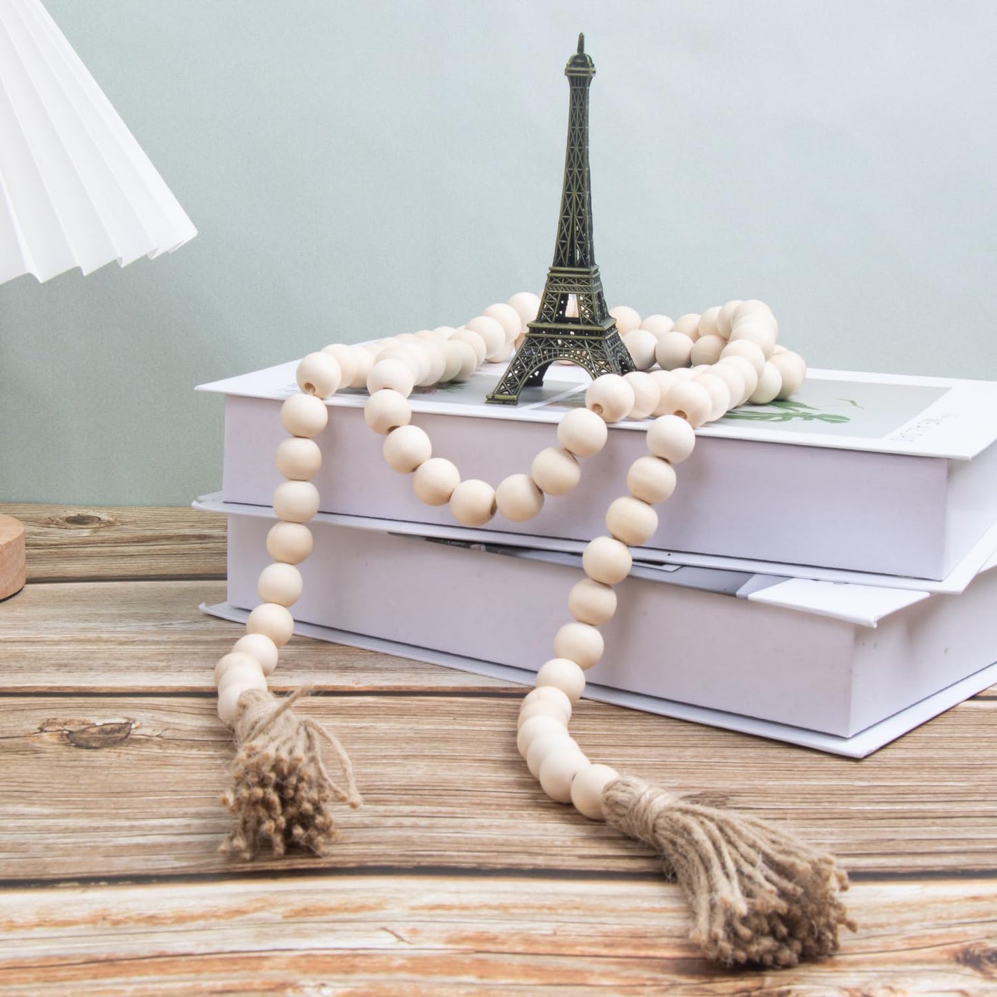 Becho 1 pc 57 Inches Wood Bead Garland with Tassels Home Decor Beads Prayer Beads Farmhouse Beads Wall Hanging Decor