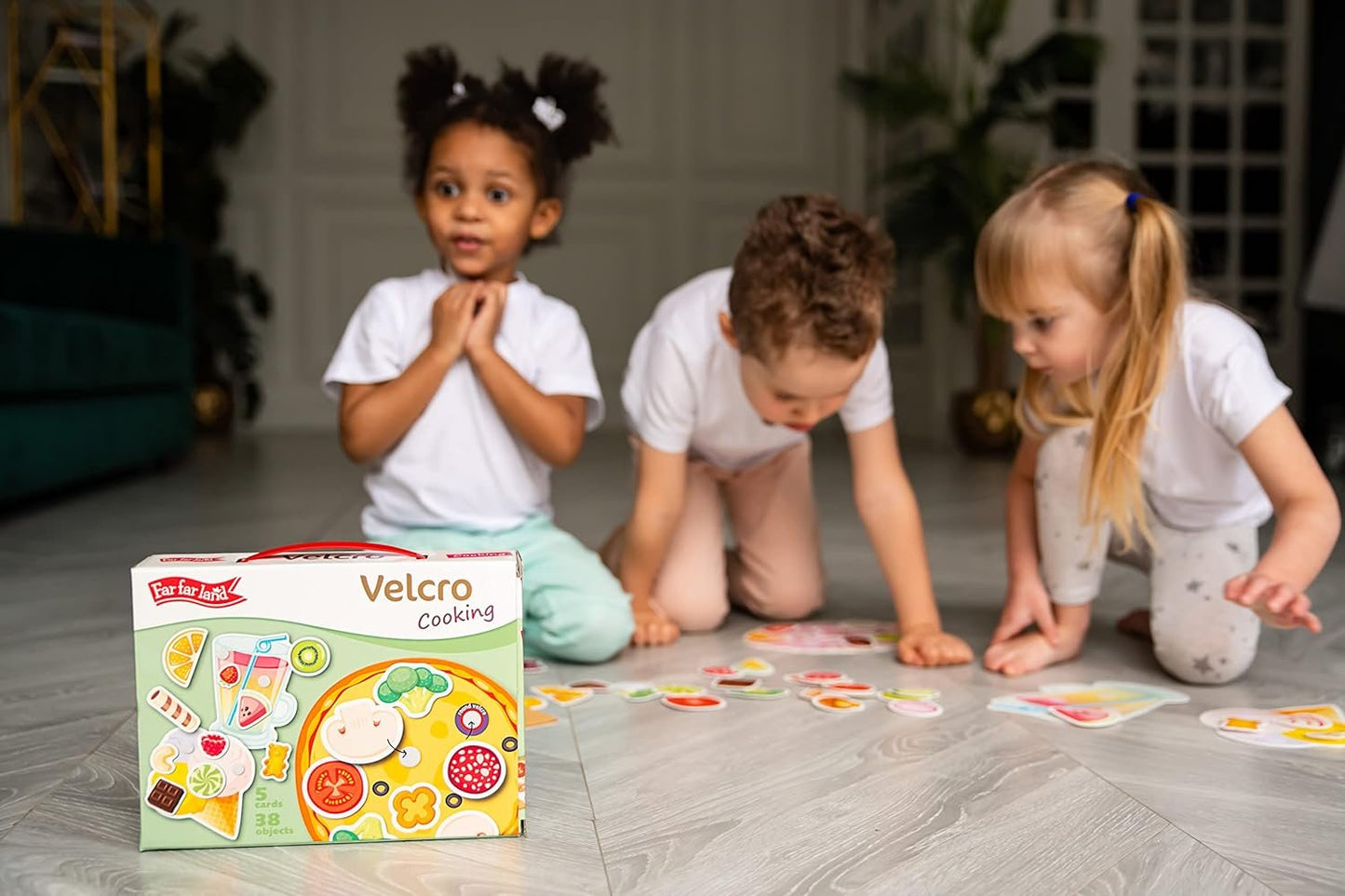 Velcro Cooking Montessori 3D Toddlers Busy Board - Early Learning Preschooler Education 5 Cards 38 Objects Knowledge Develop Travel Toys for Boys and Girls Sensory Toys for Toddlers 1-3 Year Old