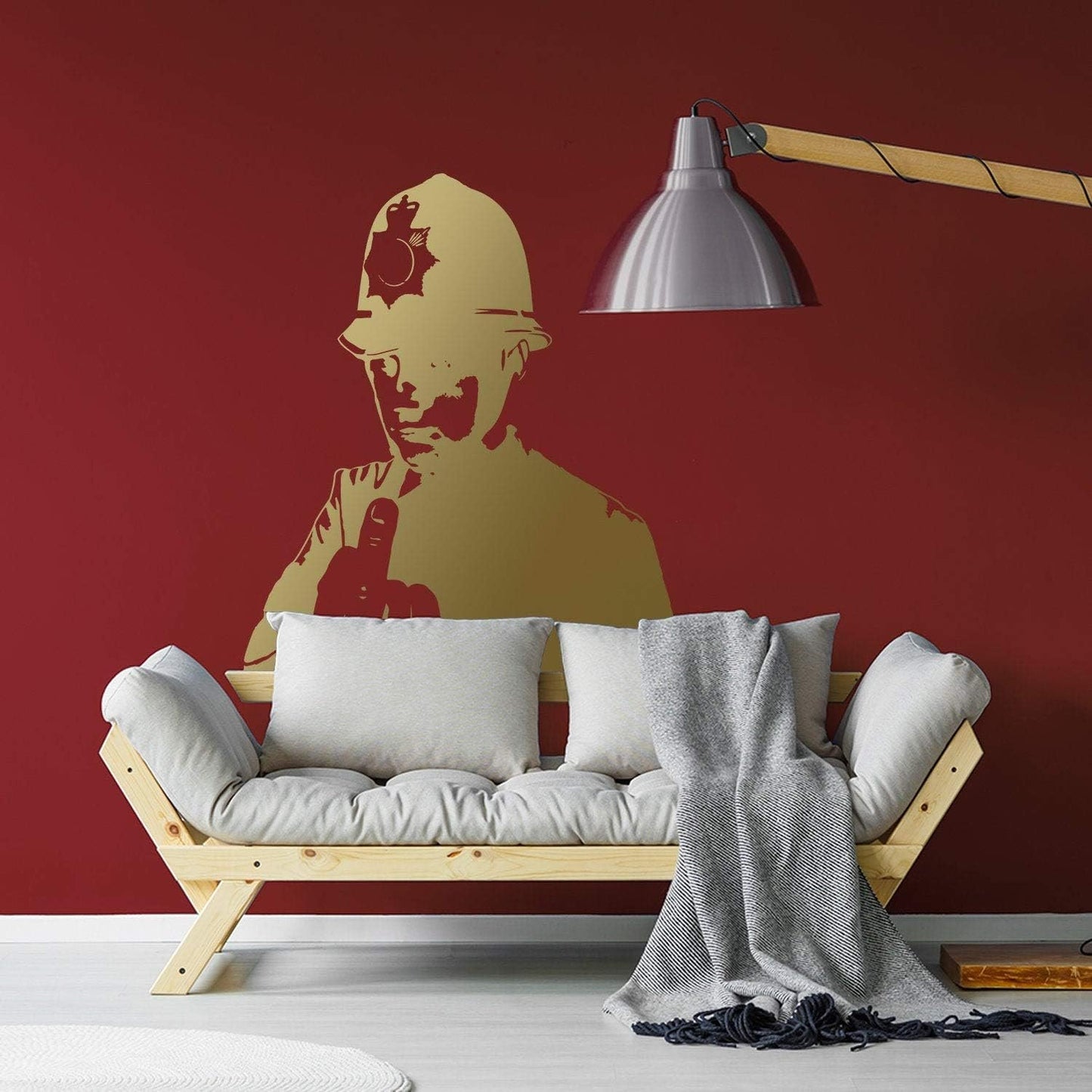 Banksy Middle Finger Art Wall Decal Street Police Graffiti Work Policeman Sticker Scotland Yard Cop Street Art Mural Design Home Decor