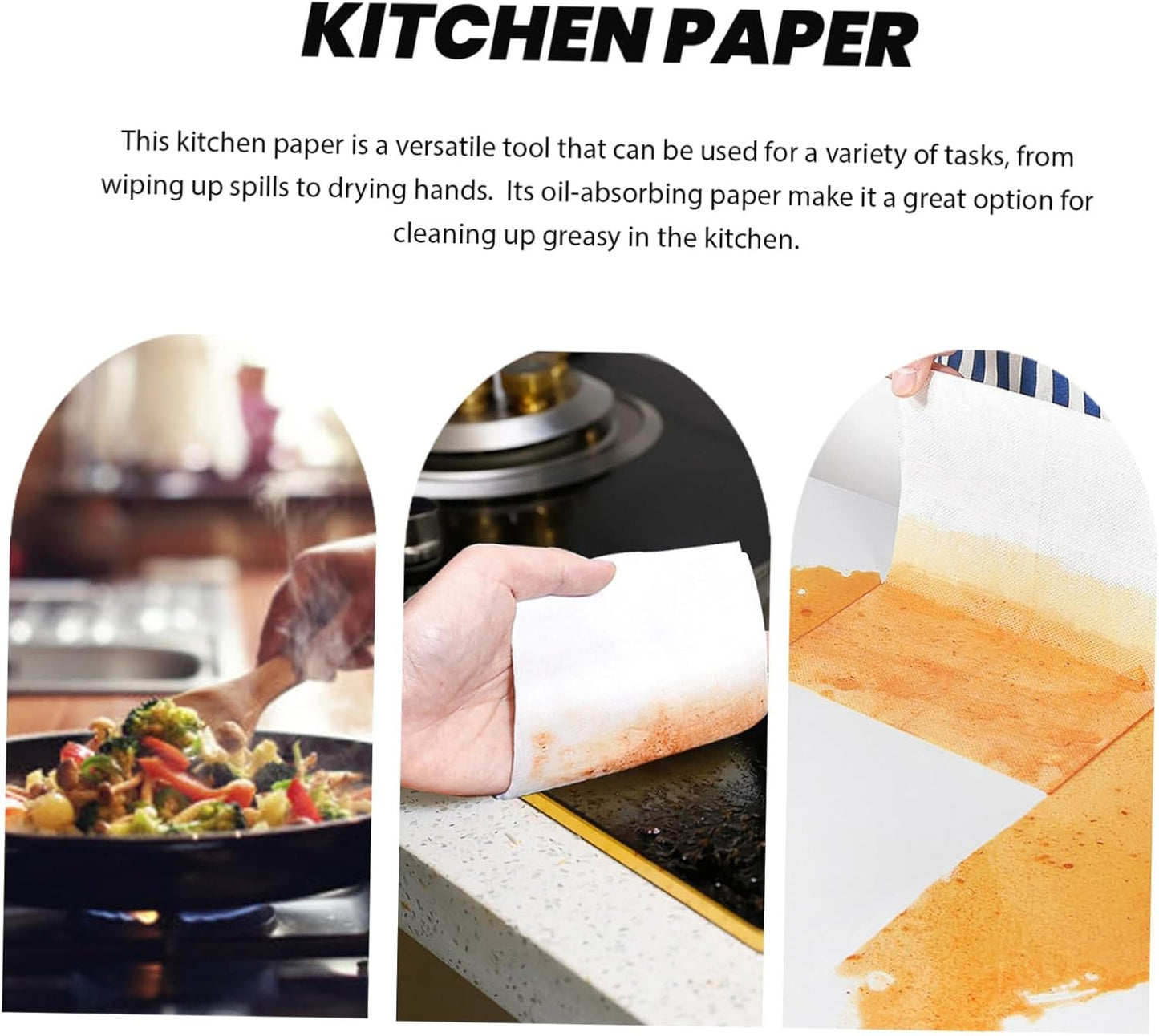 CLISPEED 1 Roll Printed Kitchen Paper Towels Absorbent Durable Oil Absorbing Design for Spill Cleanup Random