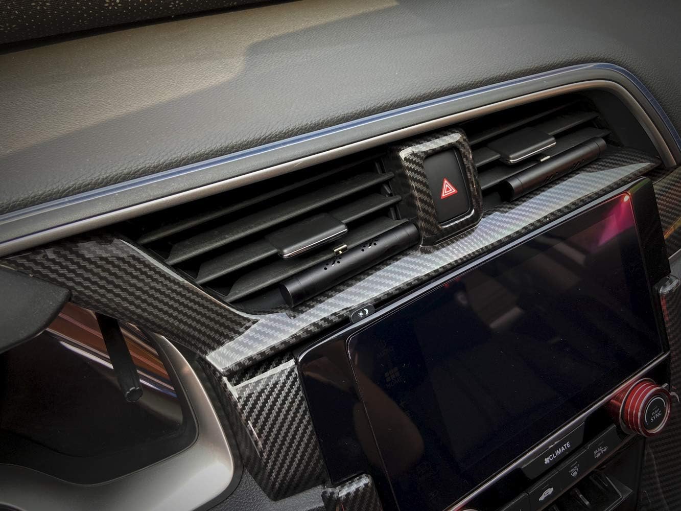 Carbon Fiber Grain ABS Car Interior Front Side and Console Air Outlet Vent Frame Trim Sticker for Honda 10th Gen Civic 2016 2017 2018 2019 2020