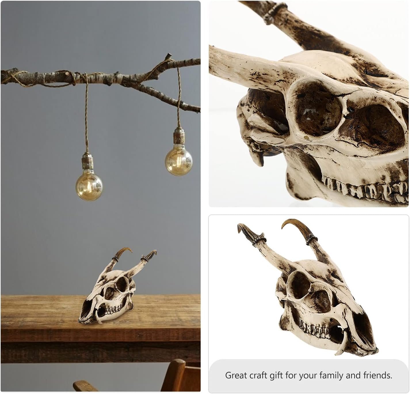 Oggettistica for la casa Teschio di mucca Decorazione teschio di capra Teschio di animale Testa di scheletro Scultura Resina Decorazione acquario Testa di animale Arte della parete Centrotavola da tav