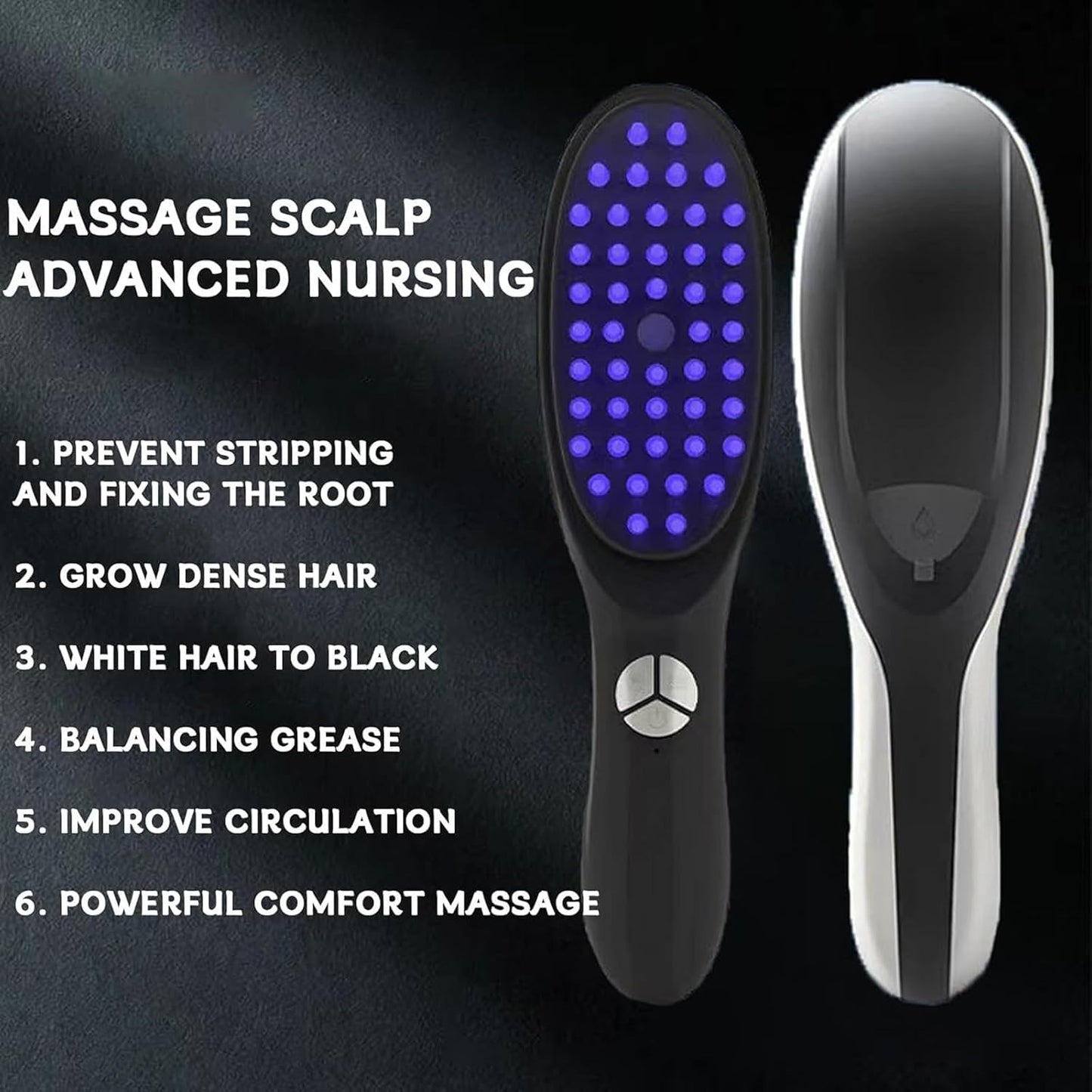 The Original Therabrush, 2-in-1 Electric Scalp Massage Brush and Applicator Bottle, 3 Modes Vibration Massage Comb, Scalp Massager with Red and Blue Light for Scalp Care