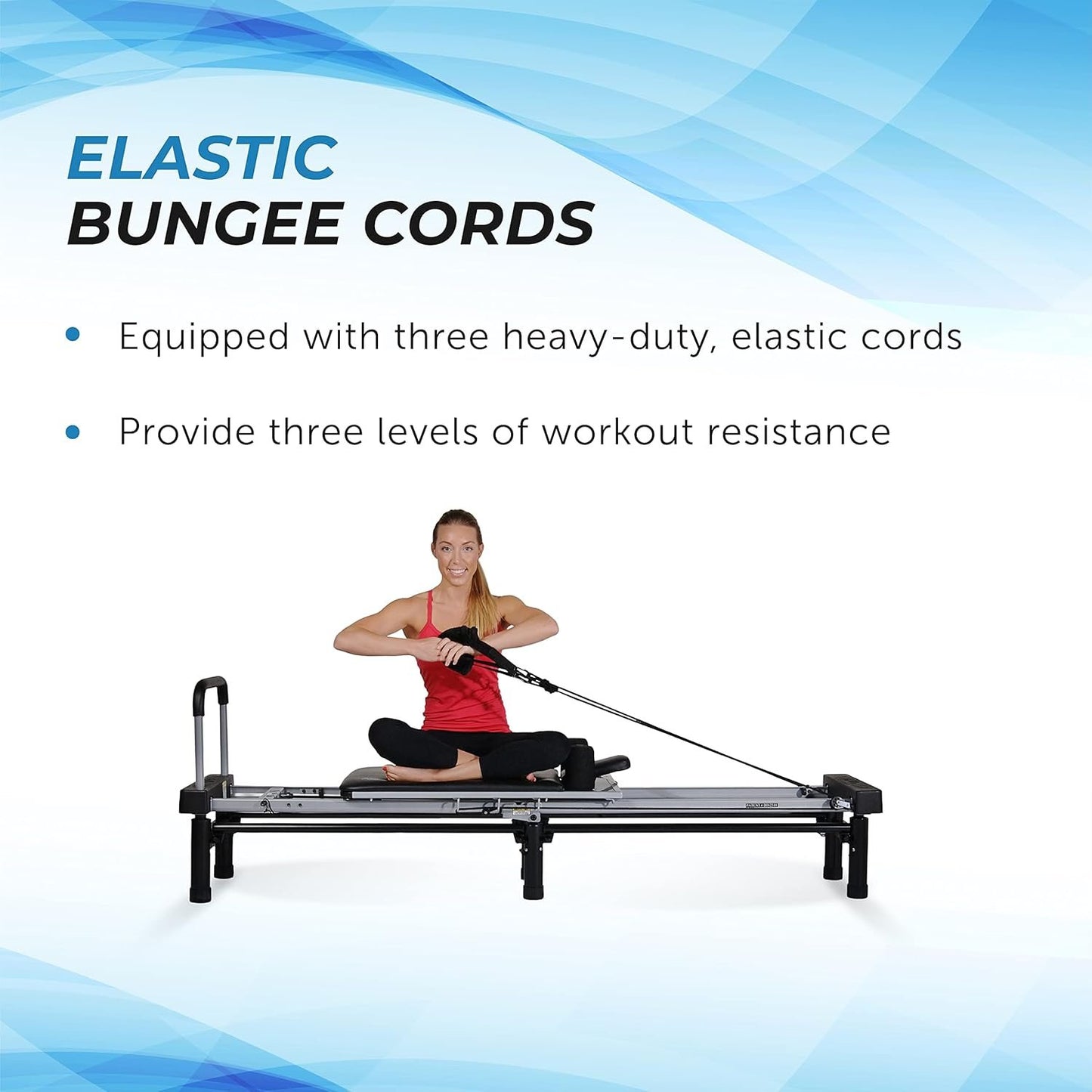 Stamina Products AeroPilates Reformer 651 Whole Body Resistance Pilates Workout Board Machine for Home Gym w/ 10 Inch Stand & Foldable Frame w/ Wheels