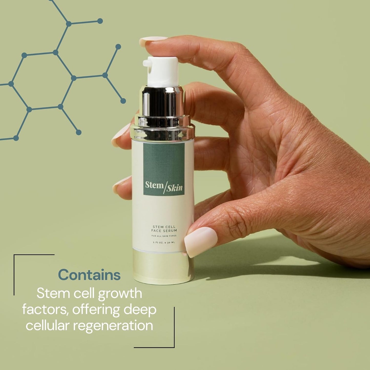 Advanced Anti-Aging Serum with Stem Cell Growth Factors – Hydrating Skin Renewal Formula for Wrinkles, Fine Lines, Acne, Skin Tone – Revitalizing and Rejuvenating Serum for Youthful Radiance