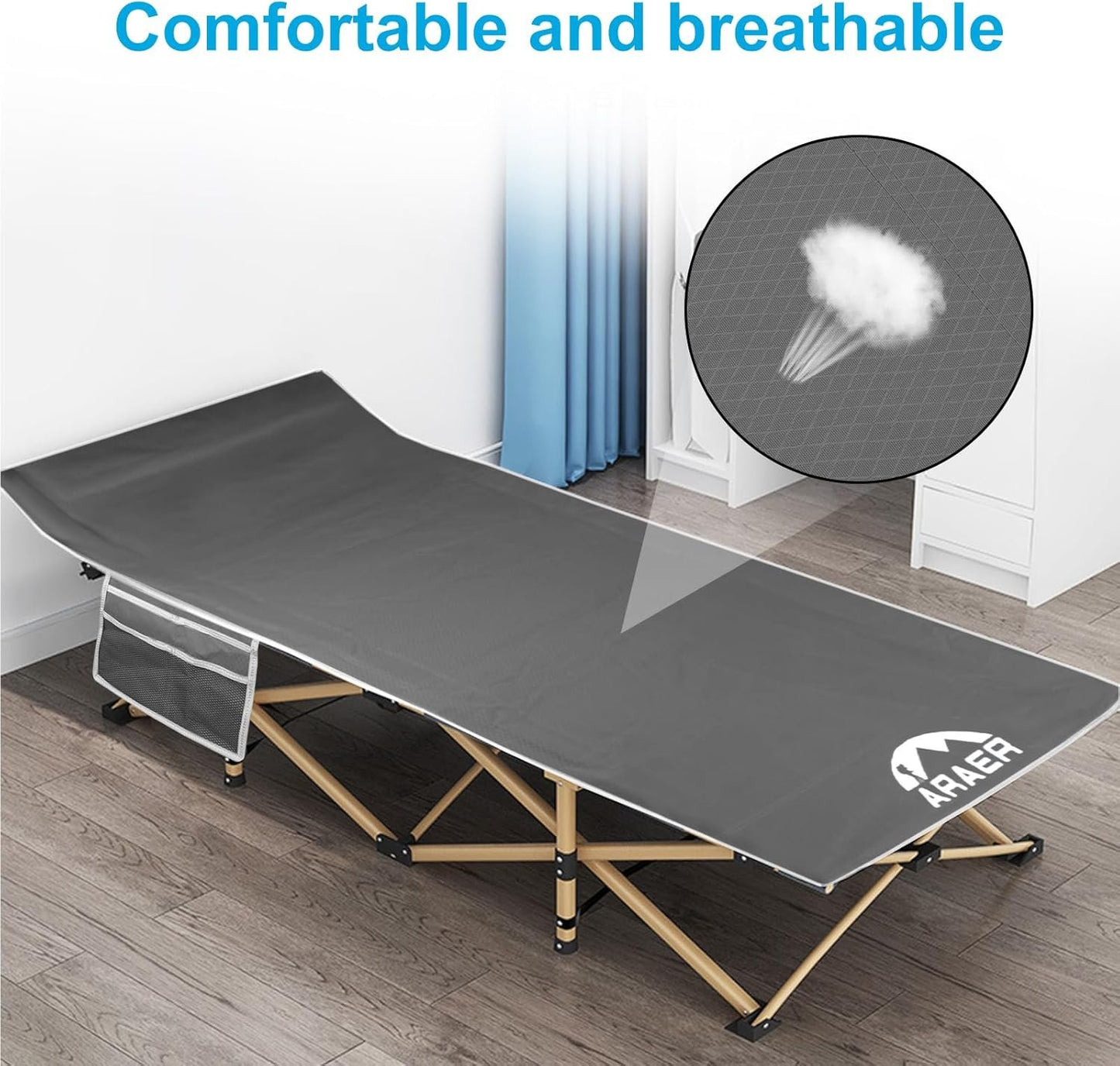 Camping Cot, 450LBS(Max Load), Portable Folding Outdoor Bed with Carry Bag for Adults Kids, Heavy Duty Cot for Traveling Gear Supplier, Office Nap, Beach Vocation and Home Lounging