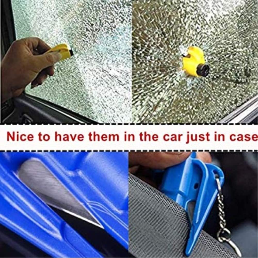5 Pcs Car Escape Rescue Tool Keychain Glass Breaker Seatbelt Cutter Mini Hammer Emergency Rescue Tool Glass Breaker Car Safety Tool Window Broken Tool Seat Belt Cutter