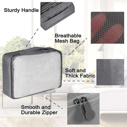 SAFAR BAGS 10 PCS Packing cubes, Travel Storage bags, Set, Luggage Suitcase Organizer,with Shoe Bag,Compression Cosmetics Bag, Travel Accessories Bags Made with Wearable Waterproof Fabric (Grey)