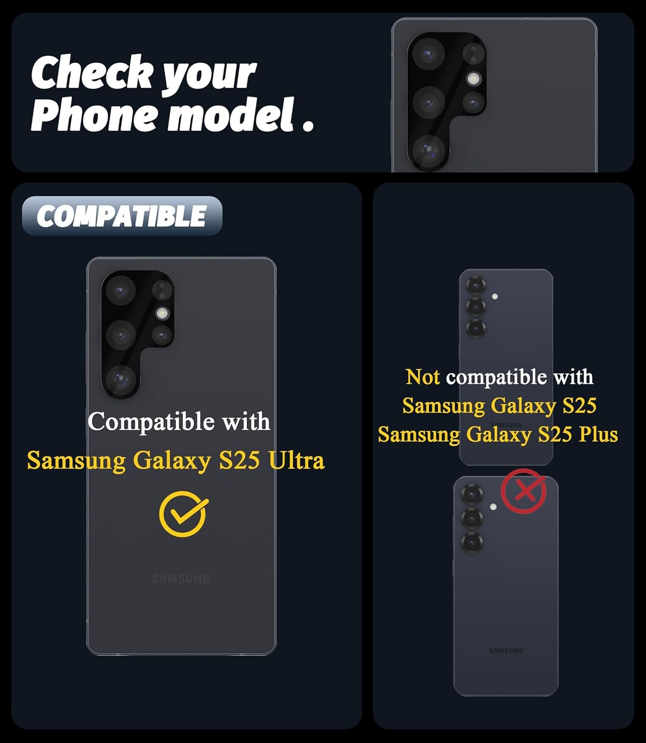 (3 Pack) Orzero Camera Lens Protector Compatible for Samsung Galaxy S25 Ultra, Protector de Cámera Tempered Glass 9H Precise Camera Cutouts Anti-Scratch Does Not Affect Night Shots and Flash