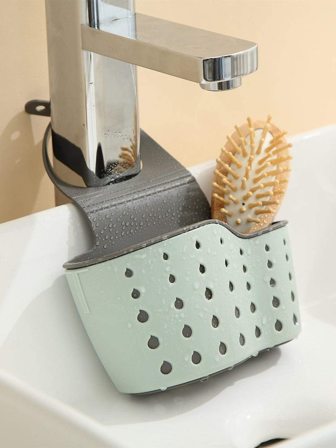 VANVENE Kitchen Sink Shelf Soap Sponge Drain Rack Holder Double Decker Hanging Basket Storage Suction Cup Kitchen Organizer Sink Accessories Wash Dropshipping 1Pcs (Green)