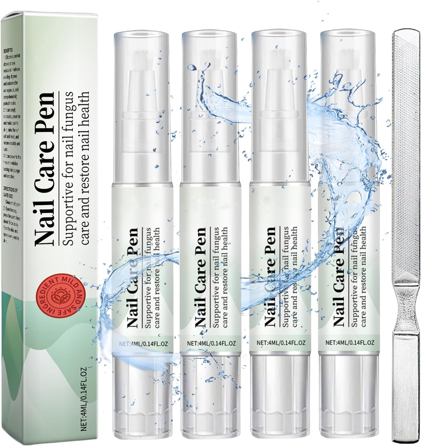 4 Pieces Nail Care Pen, with Nail File, Nail Care Pen, Enriched with Tea Tree Oil, Chamomile Flower Extract and Aloe Vera