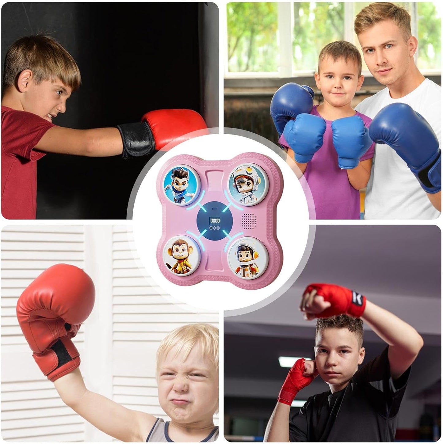 Music Boxing Machine, Smart Punching Target Toys with Gloves, Wall-Mounted Boxing Workout Equipment for Kids and Teens, Interactive Boxing Toy for Stress Relief and Exercise Fitness Training Gear