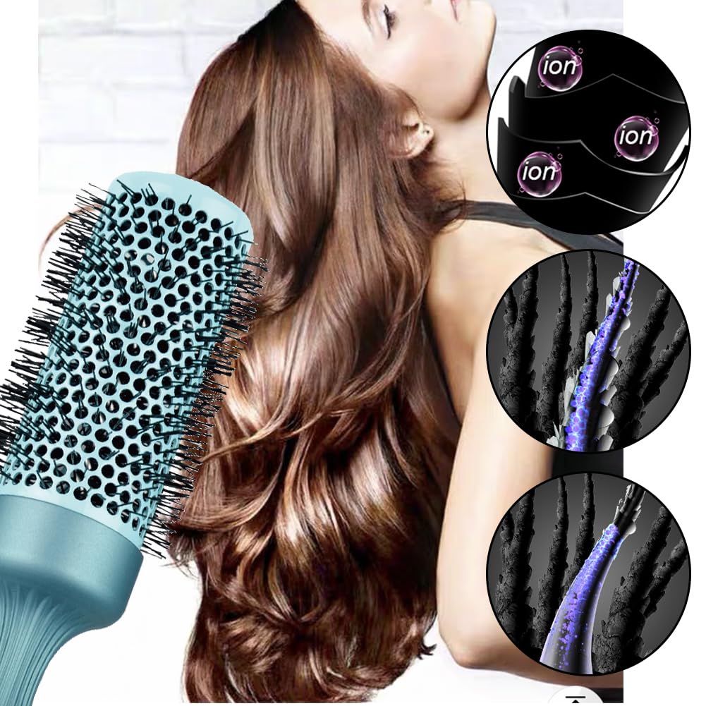 Aozzy 5pcs Round Thermal Barrel Brush Set - Professional Heat Styling, Curling, and Blow Drying for Shiny Hair in 5 Different Sizes