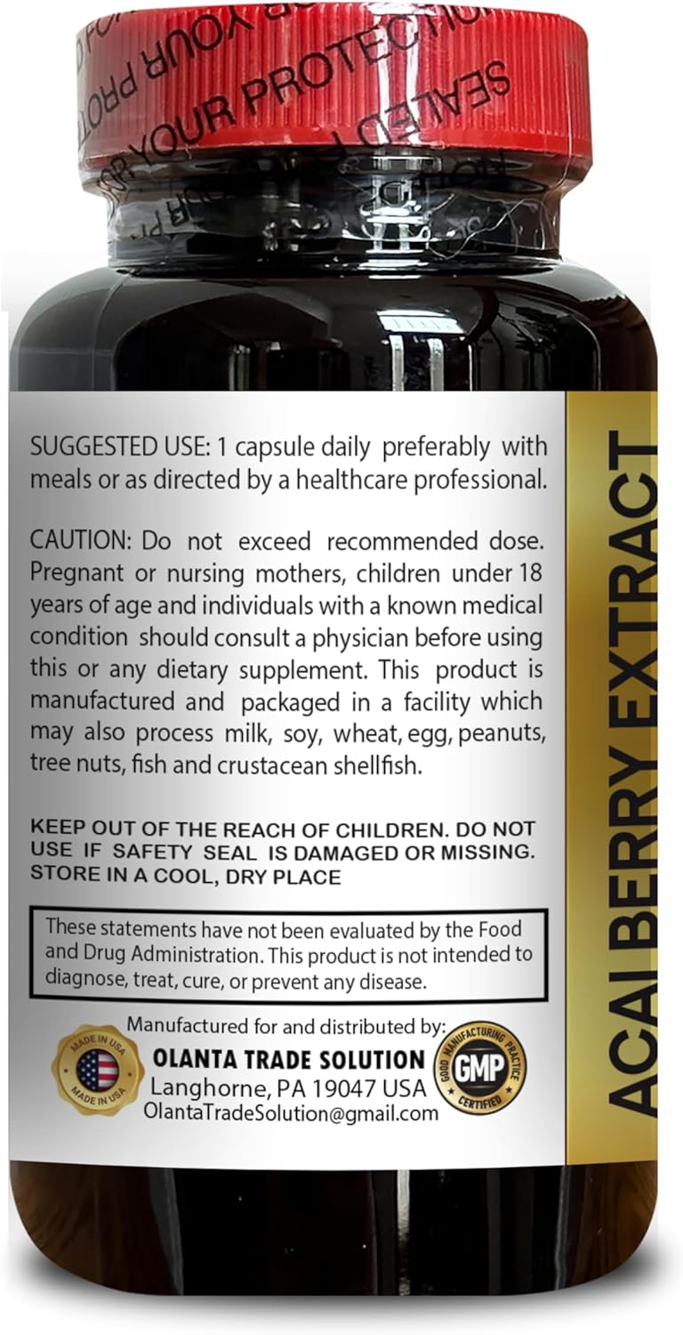 ACAI Berry Extract - acai Berry Cleanse, Non-GMO, Extract, Anti Aging Supplement Acai Berry Extract for Women and Men, Wellness - 1 Bottle 60 Capsules