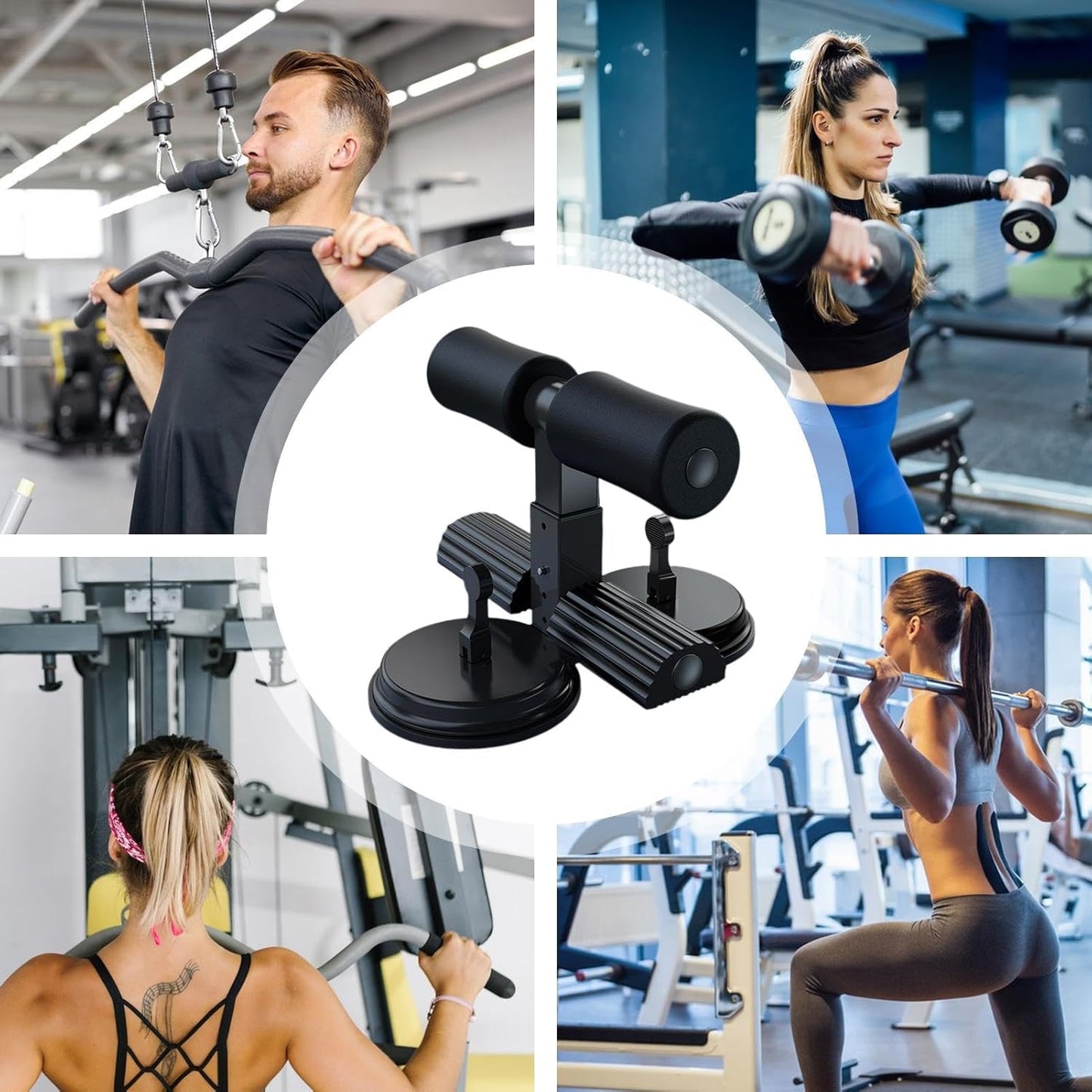 Sit-Up Aids, Suction Cup Sit Up Foot Holder 25.5x24x16cm, Adjustable Height Portable Workout Gear, Strength Training Tool with Non-Slip Handle, Fitness Aid for Abs Workout