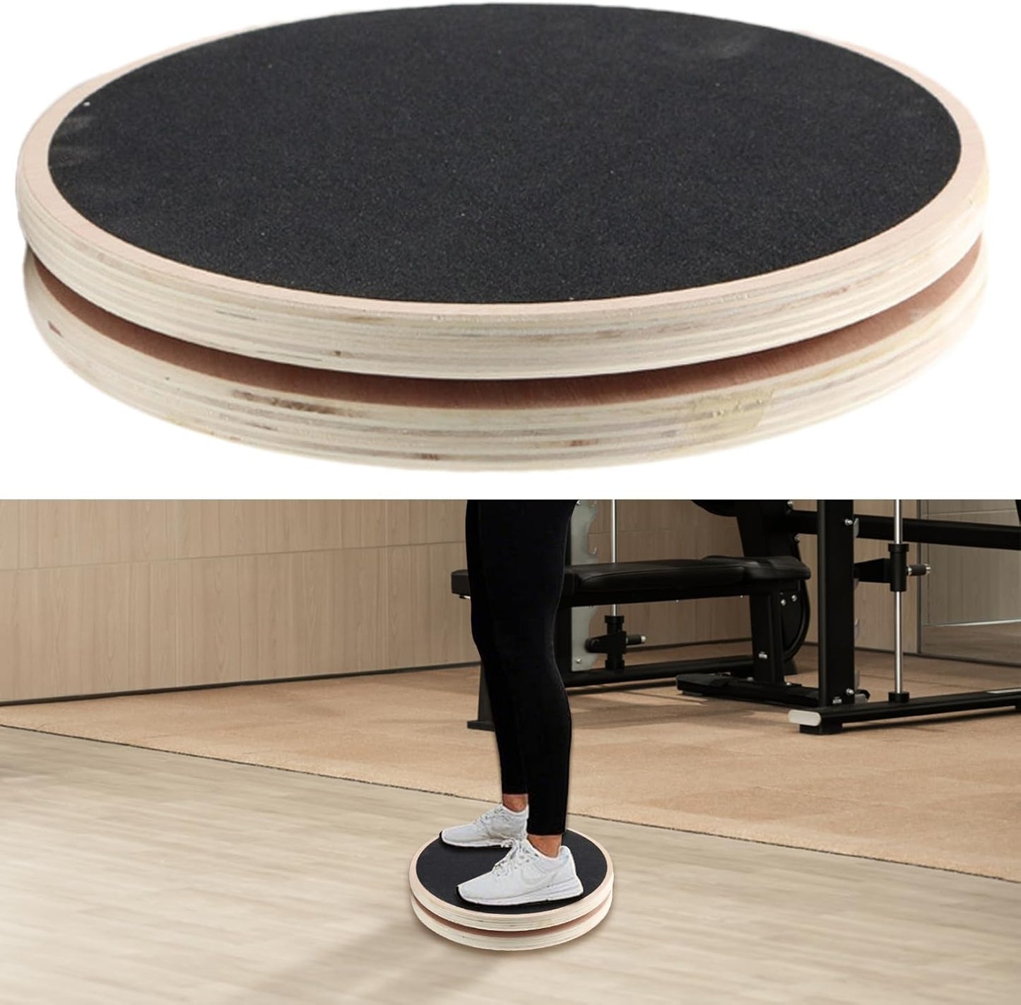 Waist Training Board, Wooden Waist Whisper Disc Anti-Slip, Rotating Exercise Equipment Body Trainer, Fitness Twist Gear for Trimming Arms, Legs, Core Workout on Home Gym