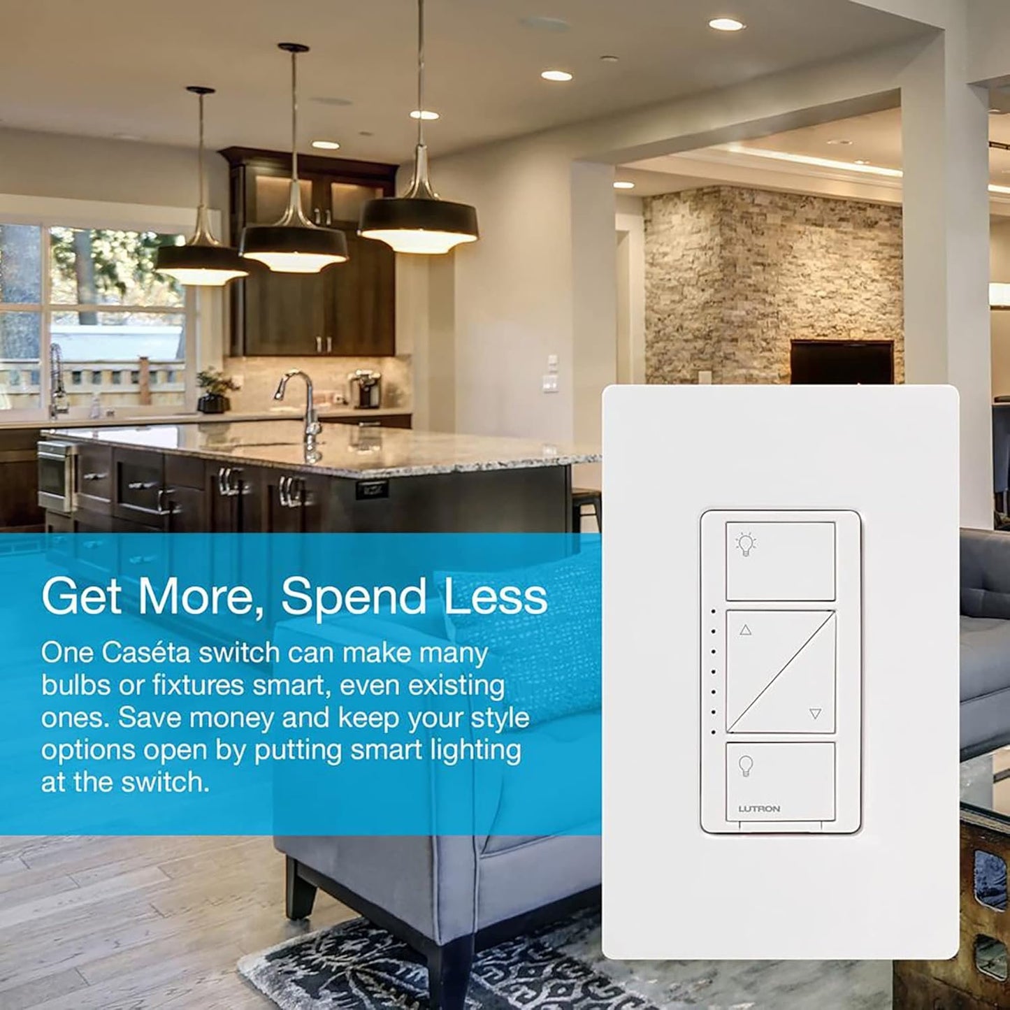 Lutron PD-6WCL-WH Caseta Wireless 600/150-Watt Single Pole In-Wall Dimmer, White
