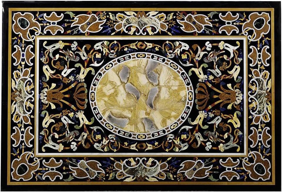 crafts look Marble Side Dining Table Top Inlay Semi Precious Stone Handmade Work